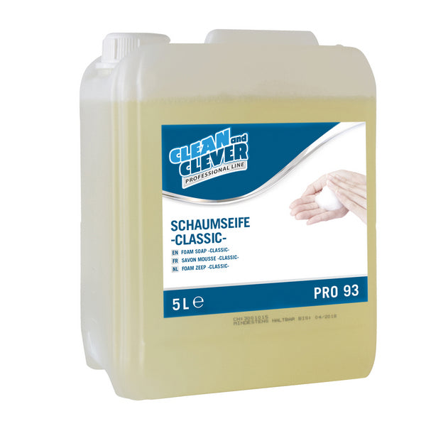 CLEAN and CLEVER Schaumseife Classic PRO 93 – milder Blumenduft, farblos, pH-neutral, 5 Liter (1 Bidon)