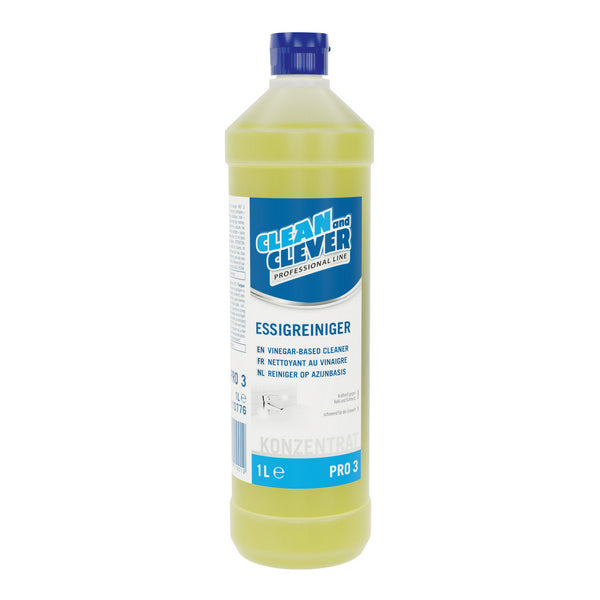 Gelbe Flüssigkeitsflasche Essigreiniger PRO 3 für professionelle Oberflächenreinigung