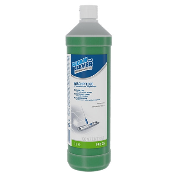 CLEAN and CLEVER Wischpflege PRO 25 – frischer Duft, grün, flüssig, pH: 8,4, 1 Liter (12 Flaschen)