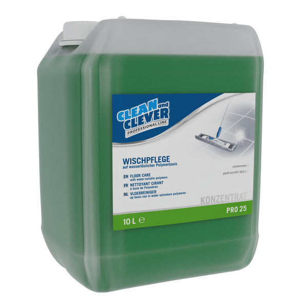CLEAN and CLEVER Wischpflege PRO 25 – frischer Duft, grün, flüssig, pH: 8,4, 10 Liter, Konzentrat (1 Bidon)