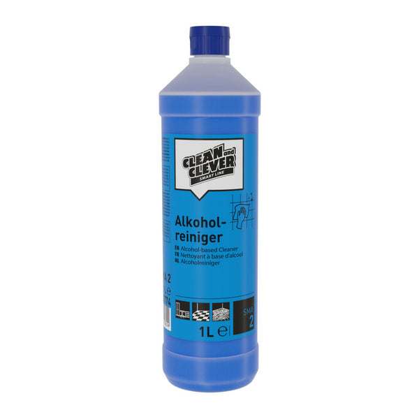 CLEAN and CLEVER Alkoholreiniger SMA 2 – blau, flüssig, pH: 10,5, alkoholhaltig, 1 Liter, gebrauchsfertig (12 Flaschen)