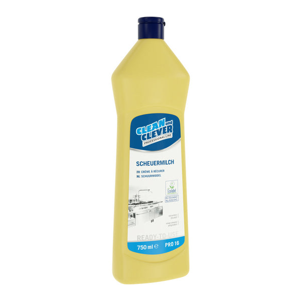 CLEAN and CLEVER Scheuermilch PRO 16 – Zitrusduft, gebrochen weiss, viskos, pH: 7 - 10, 750 ml, gebrauchsfertig (12 Flaschen)
