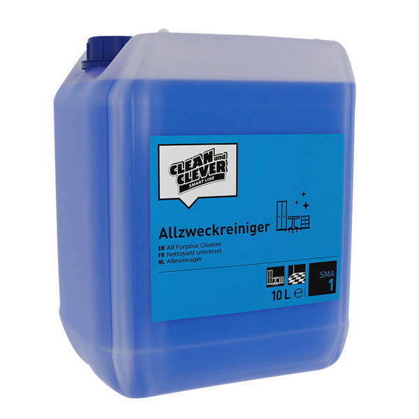 CLEAN and CLEVER Allzweckreiniger SMA 1 – flüssig, blau, Ammoniak-Geruch, pH: 11,3, 10 Liter (1 Bidon)