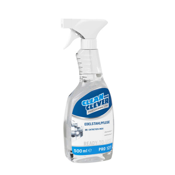 CLEAN and CLEVER Edelstahlpflege PRO 127 – flüssig, farblos, pH: n.a, 500 ml (12 Flaschen)