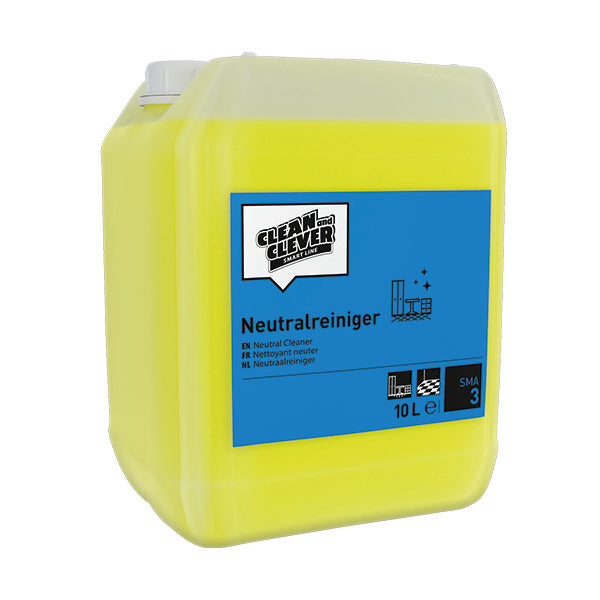 CLEAN and CLEVER Neutralreiniger SMA 3 – frischer Geruch, gelb, flüssig, pH: 7, 10 Liter (1 Bidon)