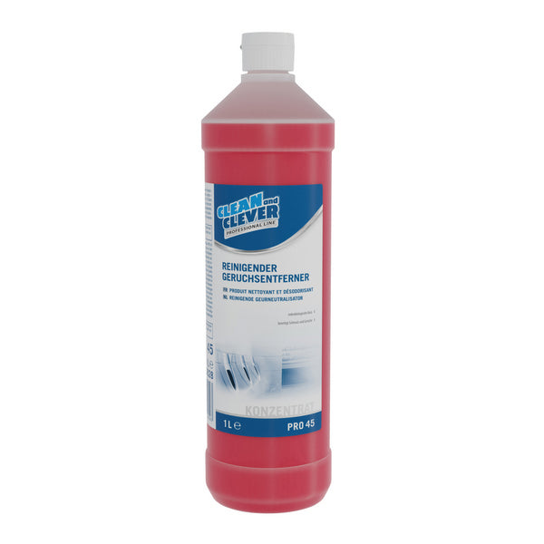 CLEAN and CLEVER Geruchsentferner PRO 45 – flüssig, charakteristischer Geruch, pH: n.a, 1 Liter, Konzentrat (12 Flaschen)