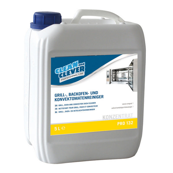 CLEAN and CLEVER Grill- und Backofenreiniger PRO 132 – gelb / braun, flüssig, pH: > 13.5, 5 Liter, gebrauchsfertig (1 Bidon)