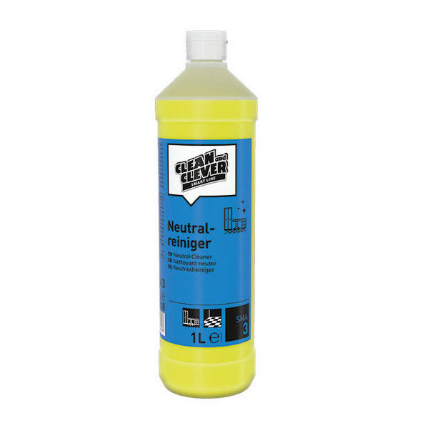 CLEAN and CLEVER Neutralreiniger SMA 3 – frischer Geruch, gelb, flüssig, pH: 7, 1 Liter (12 Flaschen)