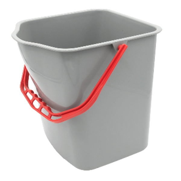 CLEAN and CLEVER Eimer – 17 L, 31 × 31 × 27 cm, grau mit rotem Bügel (1 Stück)