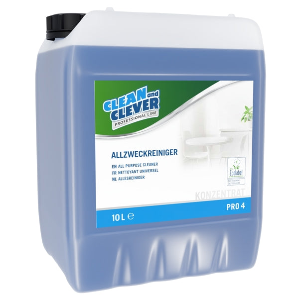 CLEAN and CLEVER Allzweckreiniger PRO 4 – parfümiert, blau, flüssig, pH: 10,9, 10 Liter, Konzentrat (1 Bidon)