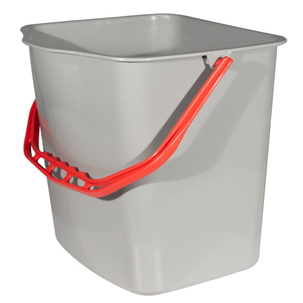 CLEAN and CLEVER Eimer – 17 L, 30 × 30 × 29 cm, grau mit rotem Henkel (1 Stück)