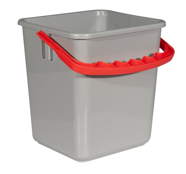 CLEAN and CLEVER Eimer – 4 L, 21 × 21 × 21 cm, grau mit rotem Henkel (1 Stück)