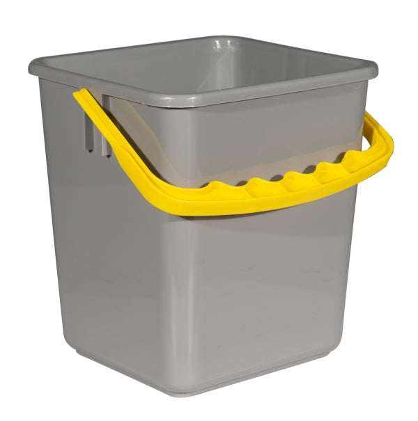 CLEAN and CLEVER Eimer – 4 L, 21 × 21 × 21 cm, grau mit gelbem Henkel (1 Stück)