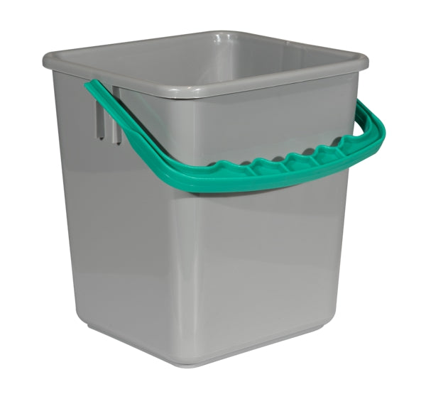 CLEAN and CLEVER Eimer – 4 L, 21 × 21 × 21 cm, grau mit grünem Henkel (1 Stück)