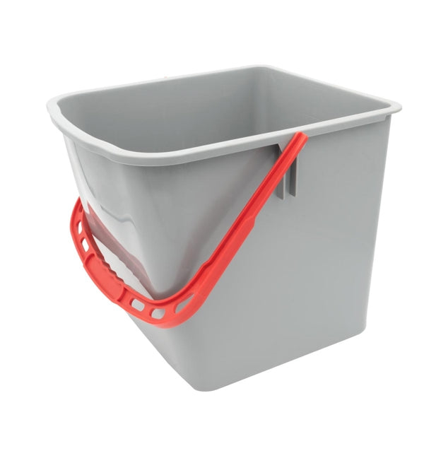 CLEAN and CLEVER Eimer – 27 L, 37 × 37 × 44 cm, grau mit rotem Bügel (1 Stück)