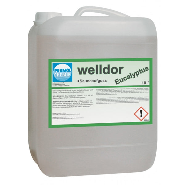 Welldor Saunaduft Eucalyptus – farblos, flüssig, pH:7, 10 Liter, Konzentrat (1 Bidon)