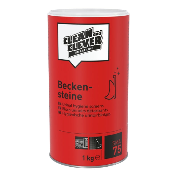 CLEAN and CLEVER Beckensteine SMA 75 – fruchtiger Duft, hellgrün, fest, 1 kg, ca. 32 Steine (12 Dosen)