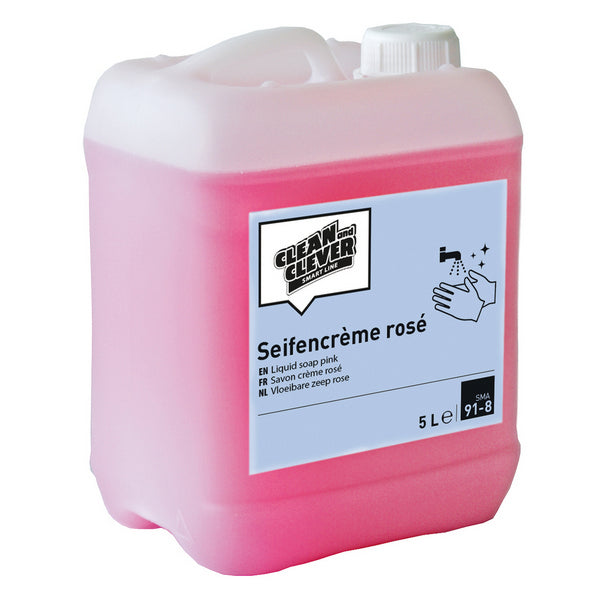 5 Liter Bidon mit rosa gefärbter Seifencrème SMA 91 von CLEAN and CLEVER für gewerbliche Nutzung