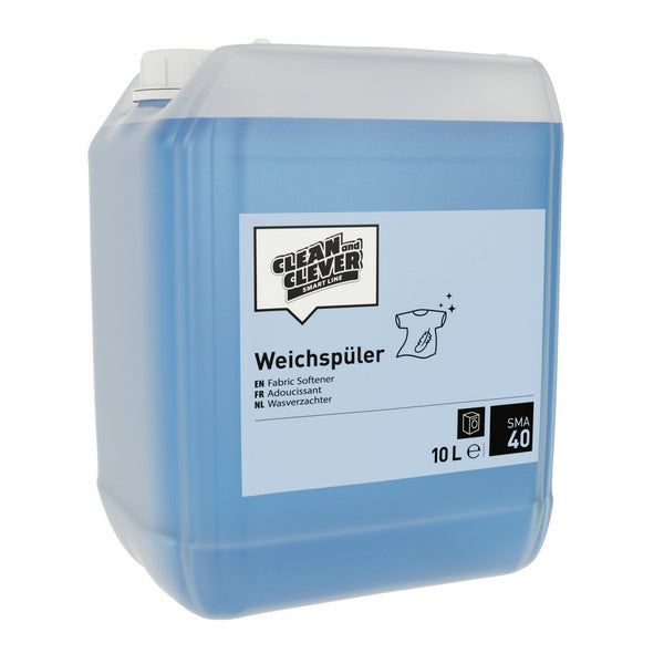 CLEAN and CLEVER Weichspüler SMA 40 – parfümiert, blau, flüssig, pH: 3, 10 Liter (1 Bidon)